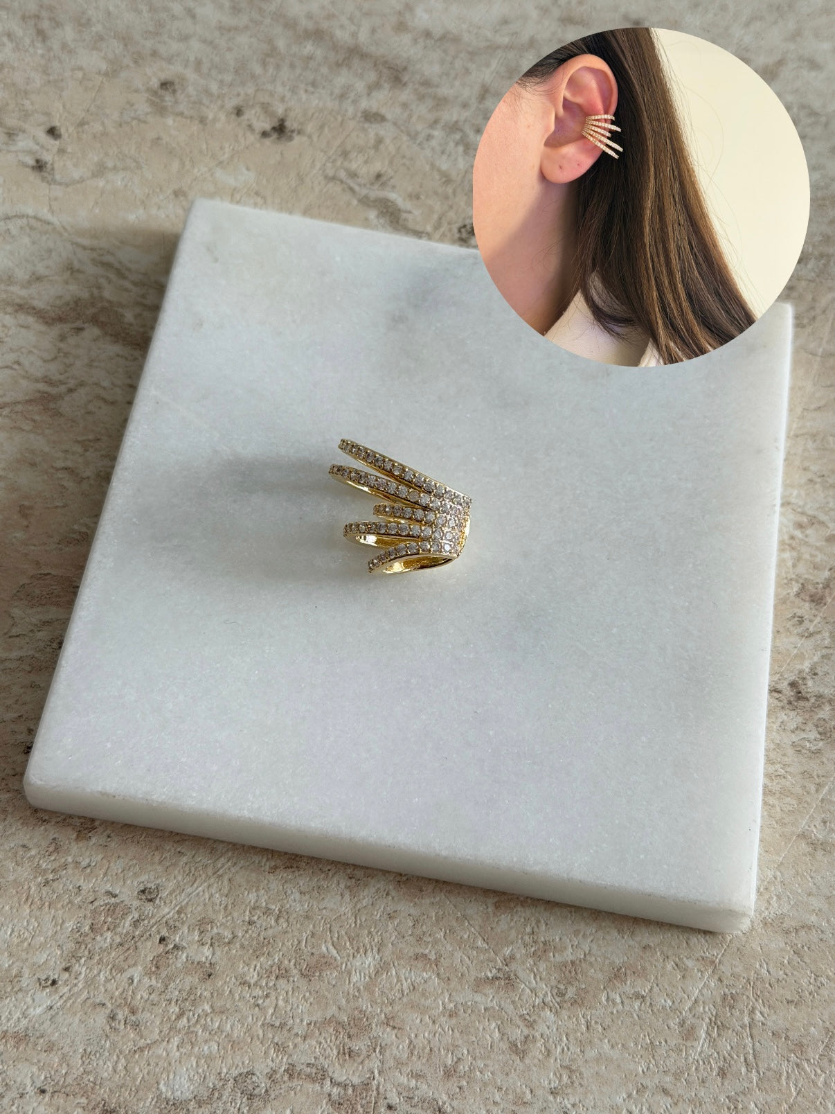 Sarmal Gold Zirkon Taşlı Kadın Earcuff Kıkırdak küpe