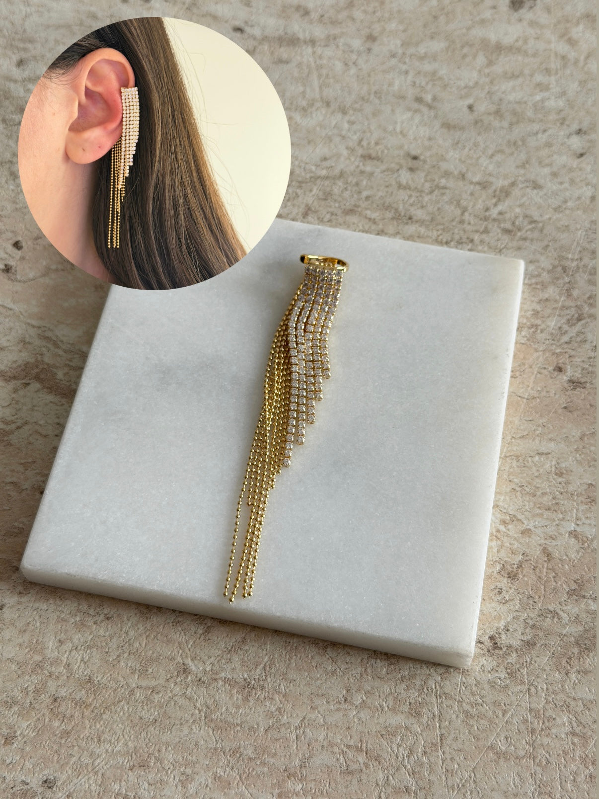 Sarkıntılı Zirkon Taş Kadın Earcuff Kıkırdak Küpe
