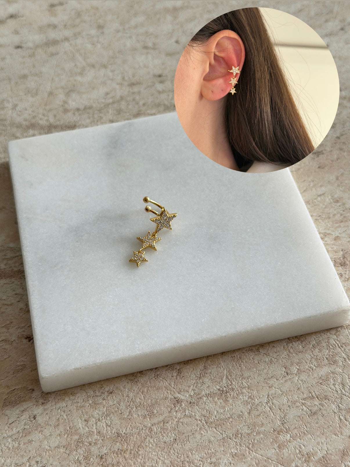 Mini Yıldız Kadın Earcuff Kıkırdak Küpe