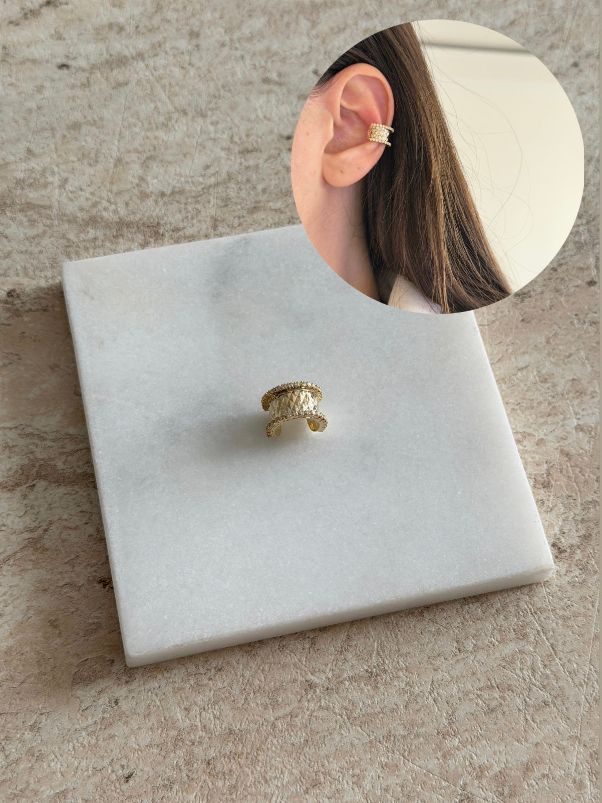 Gold Parçalı Kadın Earcuff Kıkırdak Küpe