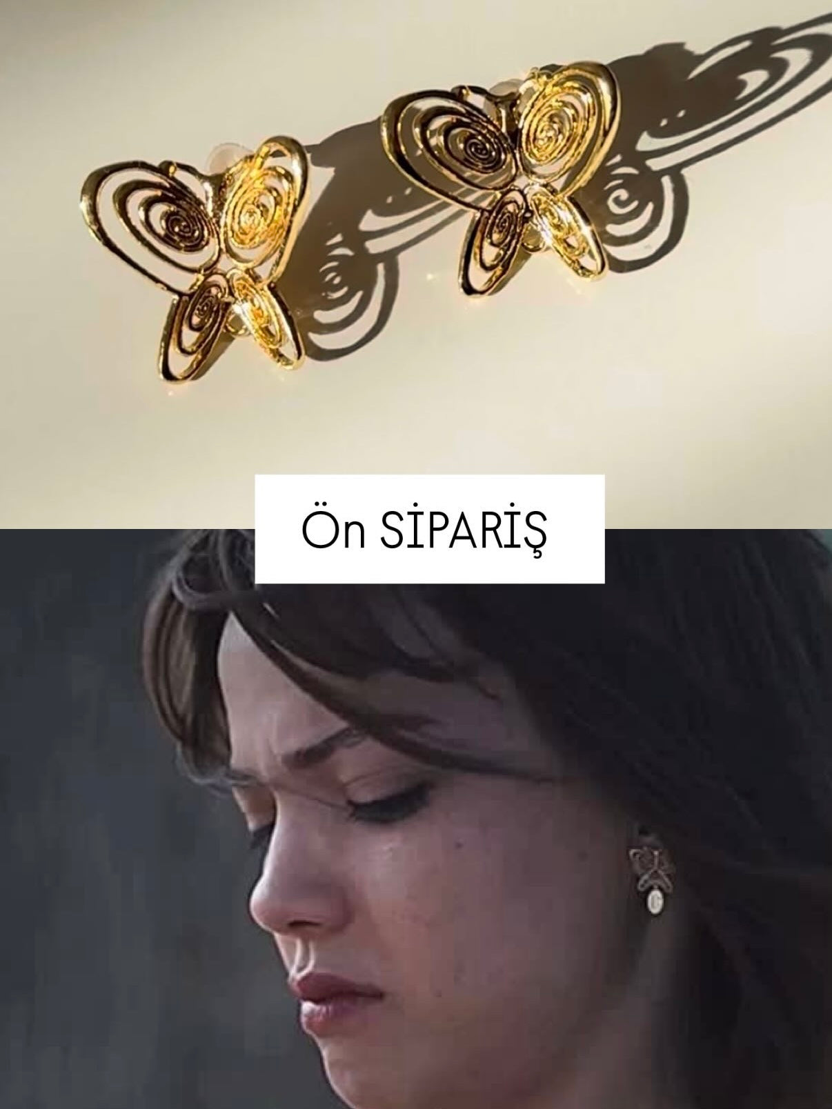 Füsun Kelebek Küpe - Gold