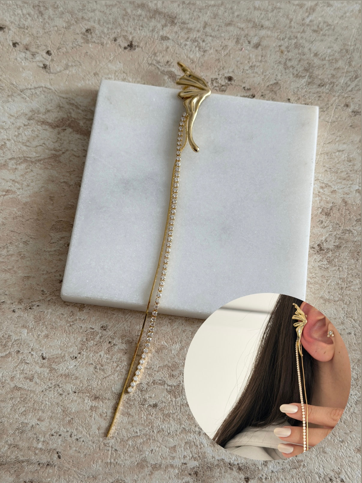 Sarkıntılı Tasarım Kadın Earcuff Kıkırdak Küpe