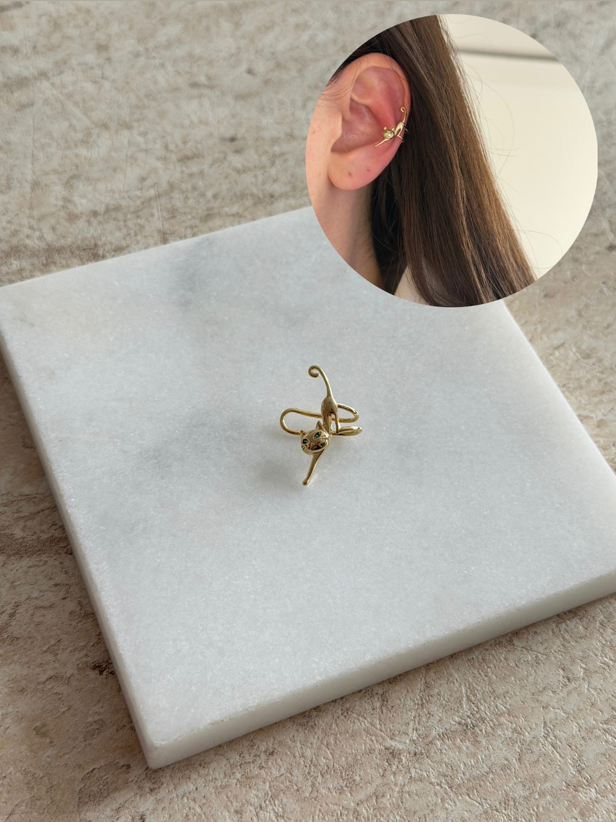 Kedi Kadın Earcuff Kıkırdak Küpe