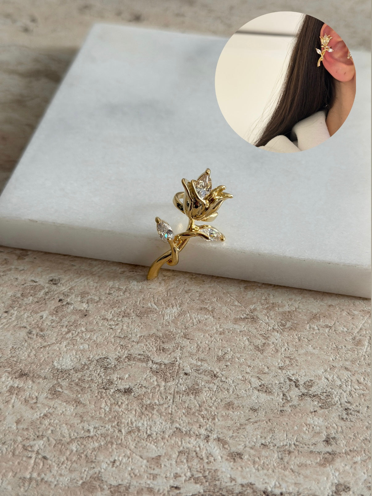 Gül Kadın Earcuff Kıkırdak Küpe