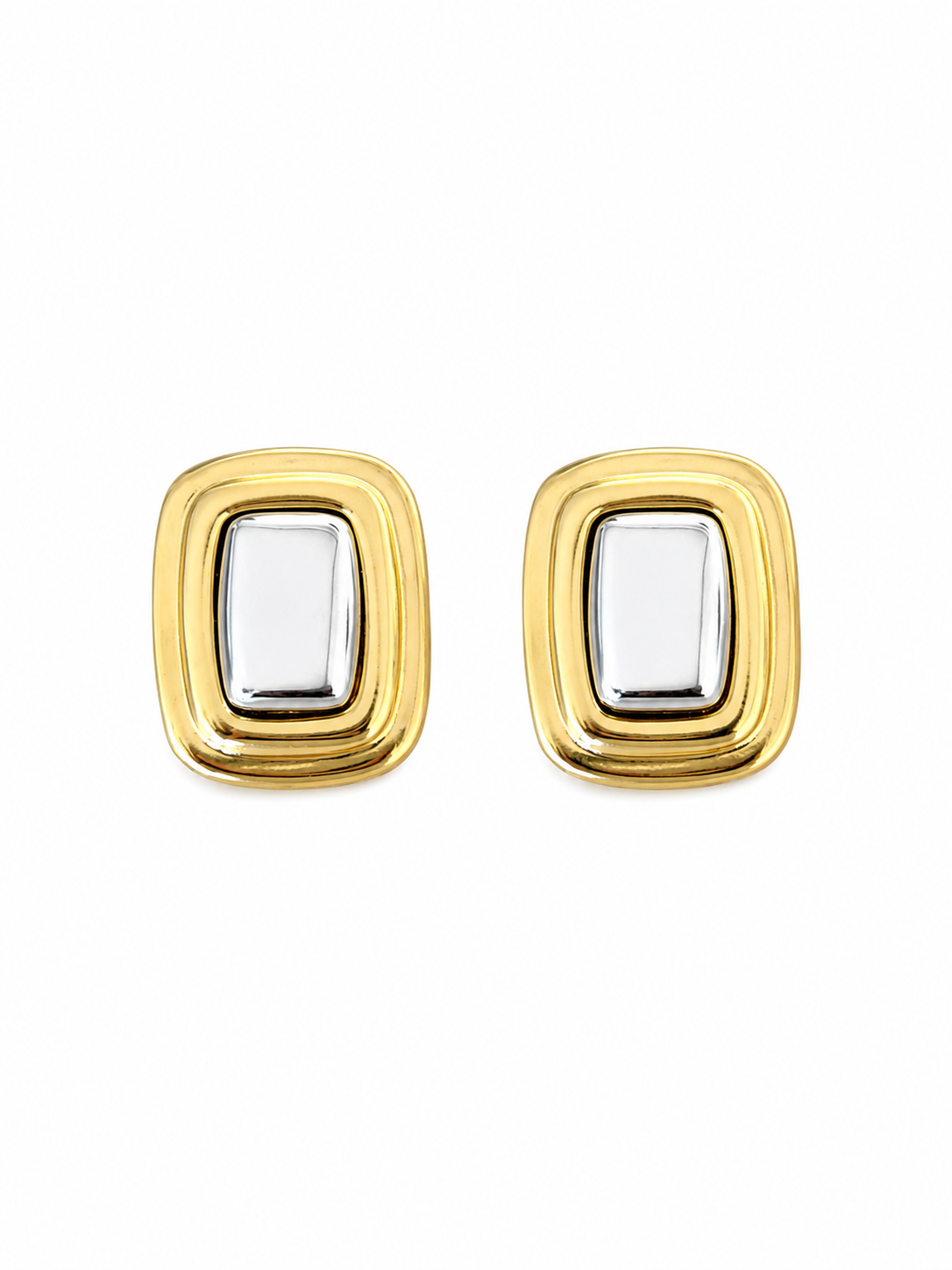 Gold Gümüş Mini Kare Kadın Küpe