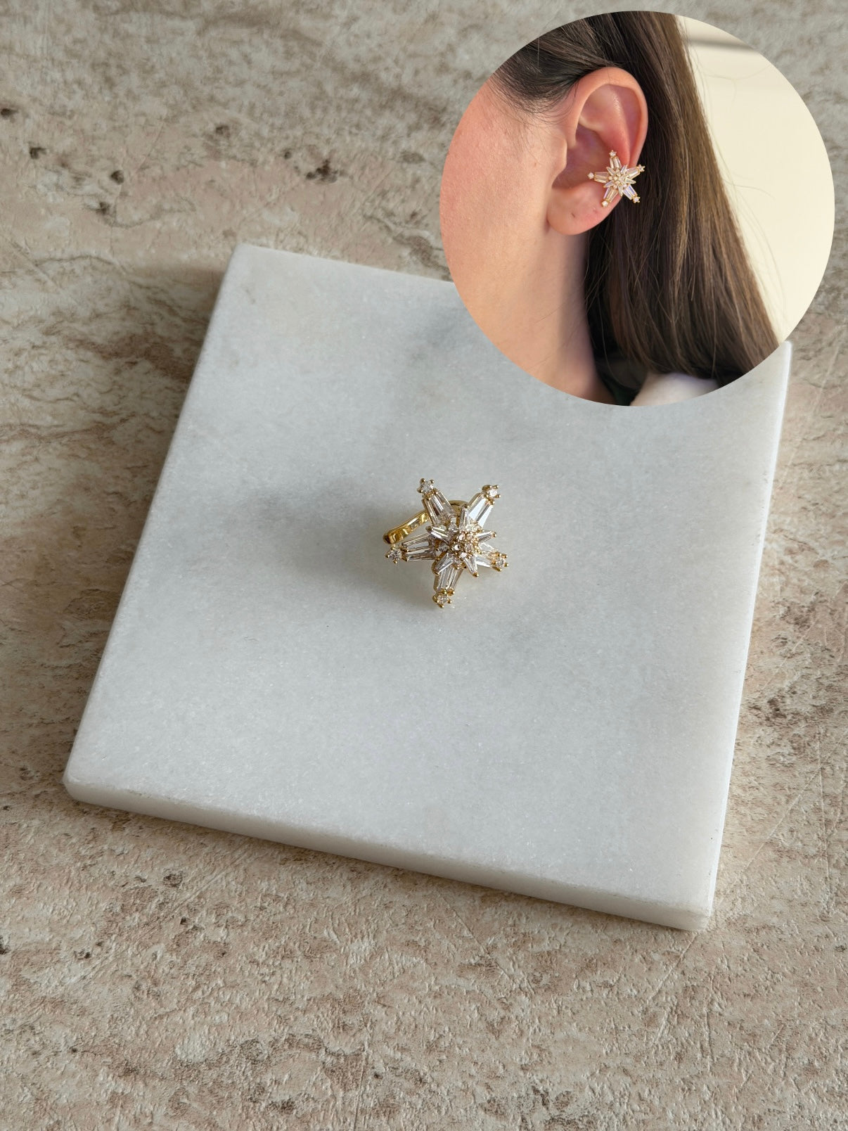 Zirkon Yıldız Kadın Earcuff Kıkırdak Küpe