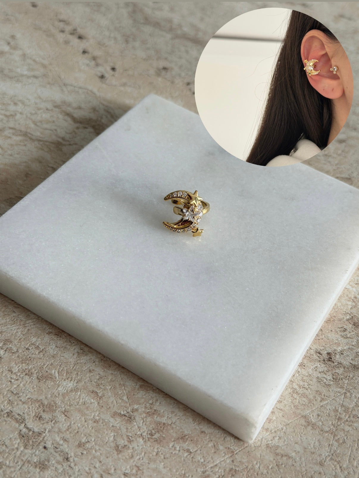 Ay Yıldızlar Kadın Earcuff Kıkırdak Küpe