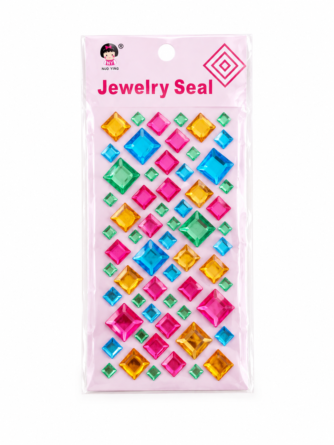 Renkli Kare Yüz-Saç-Vücut Bedazzle Sticker Set