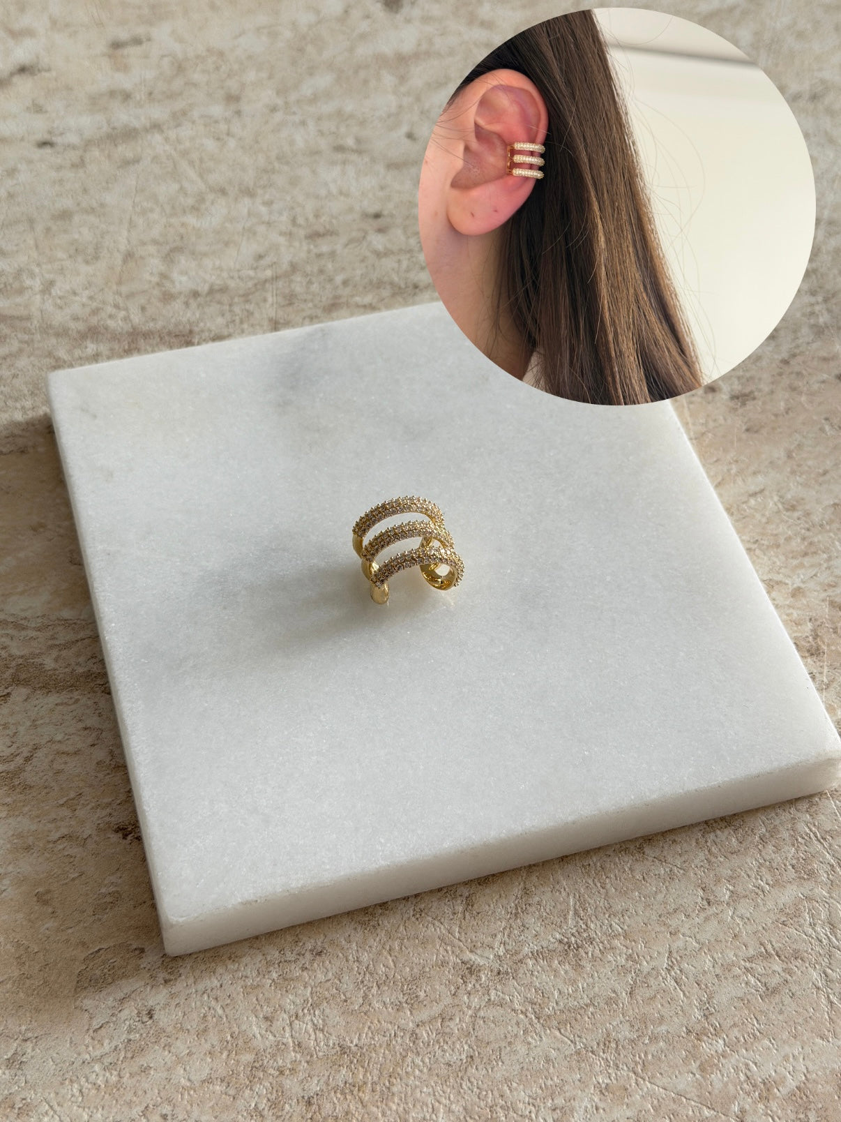 3'Lü Görünüm Kadın Earcuff Kıkırdak Küpe