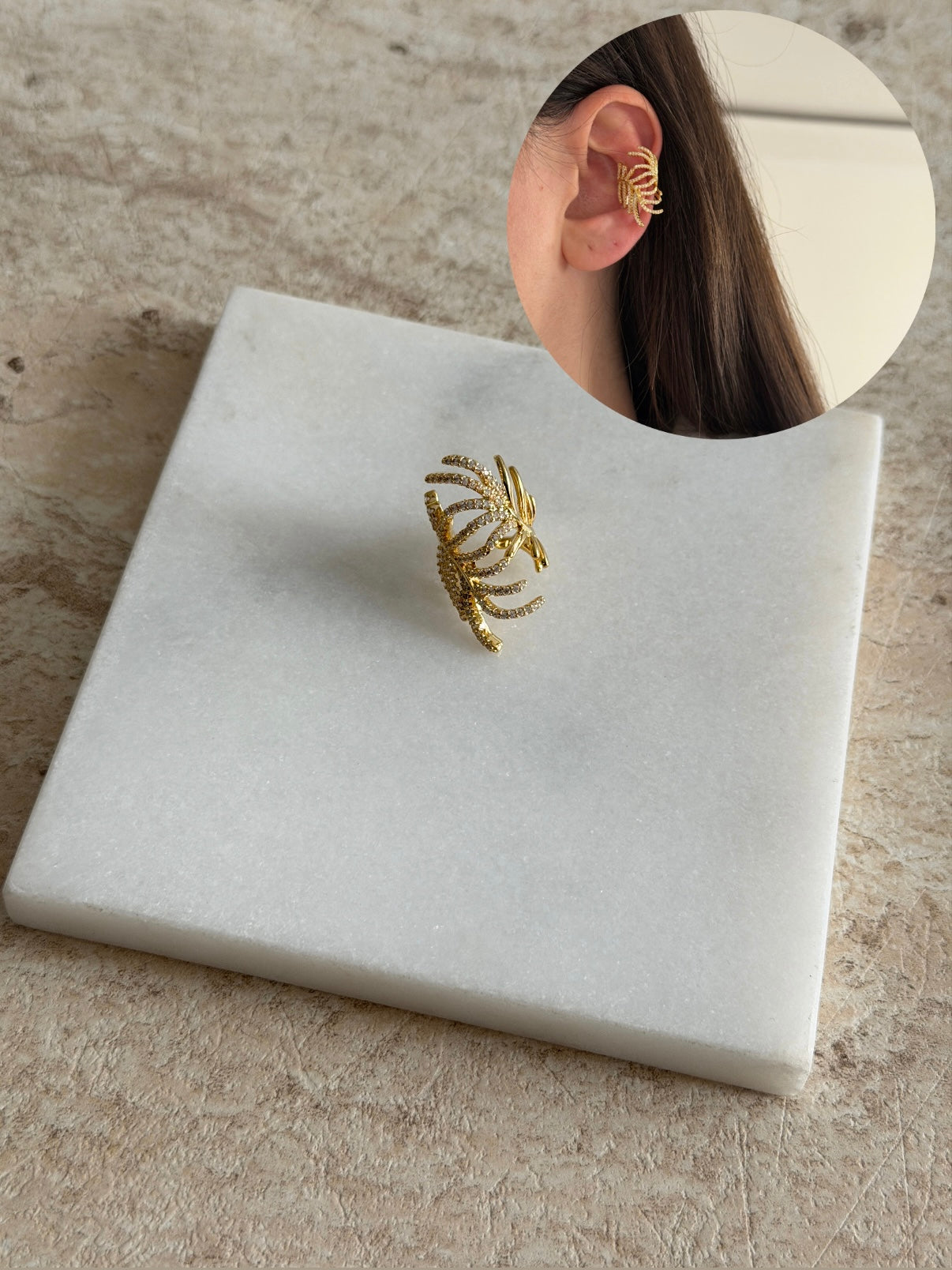Yaprak Kadın Earcuff Kıkırdak Küpe