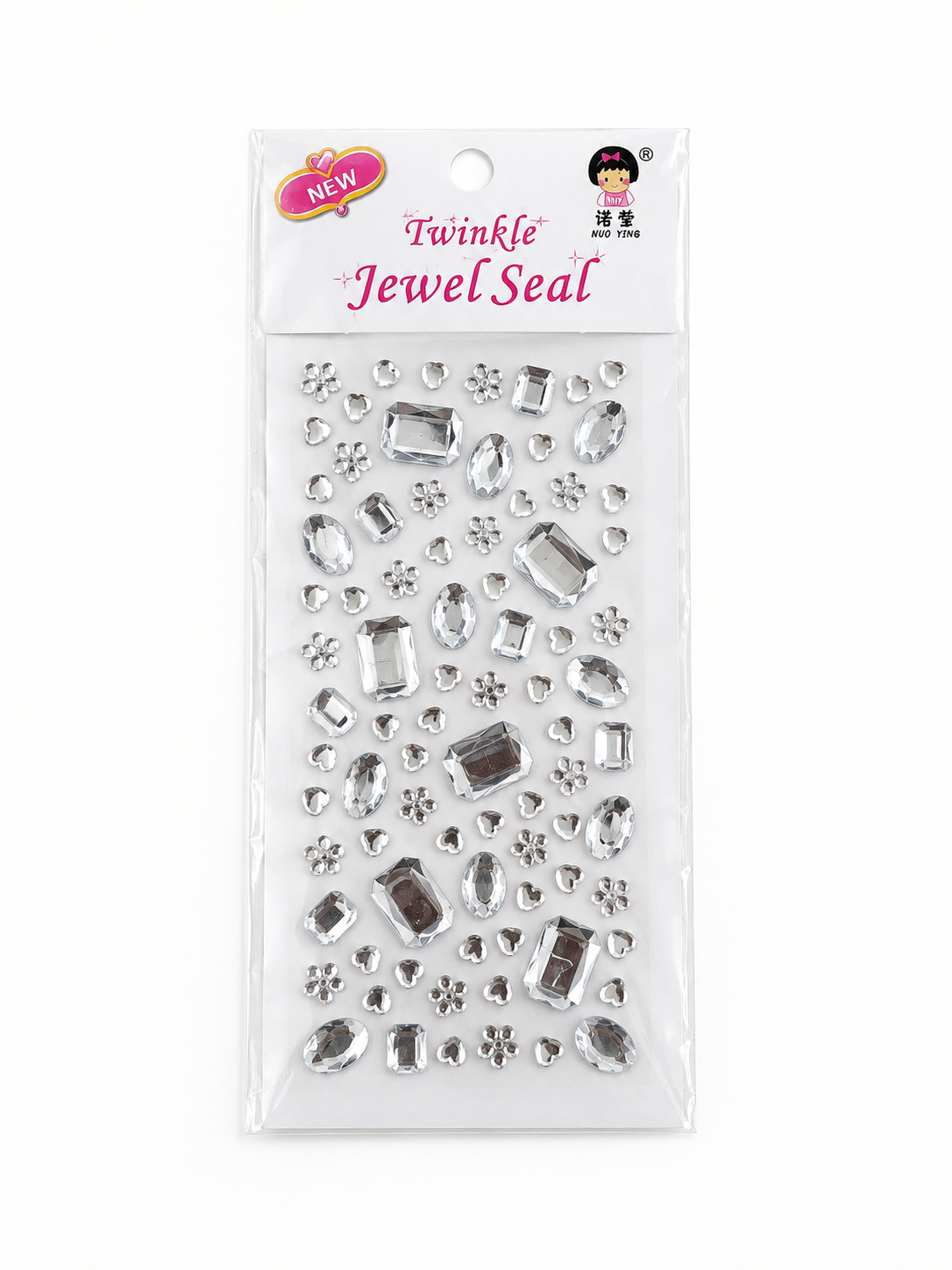 Beyaz Büyük Kare Yüz-Saç-Vücut Bedazzle Sticker Set
