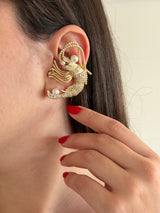 İncili Istakoz Kıkırdak Earcuff Küpe