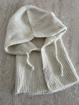 Düğmeli Yün Kadın Balaklava - Ekru