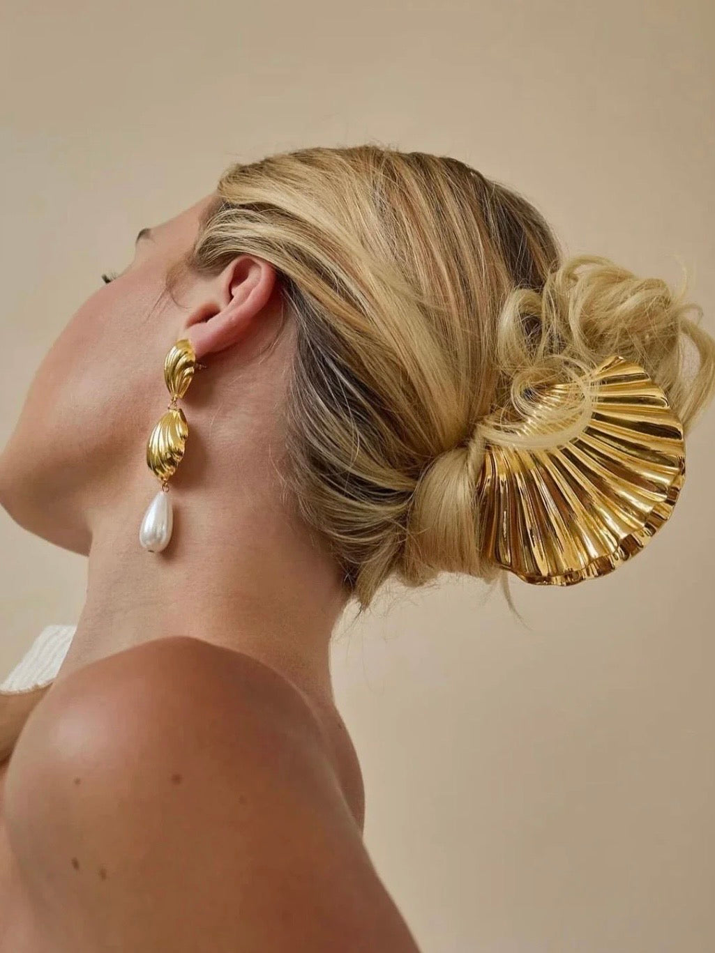 İstiridye Metal Toka - Gold