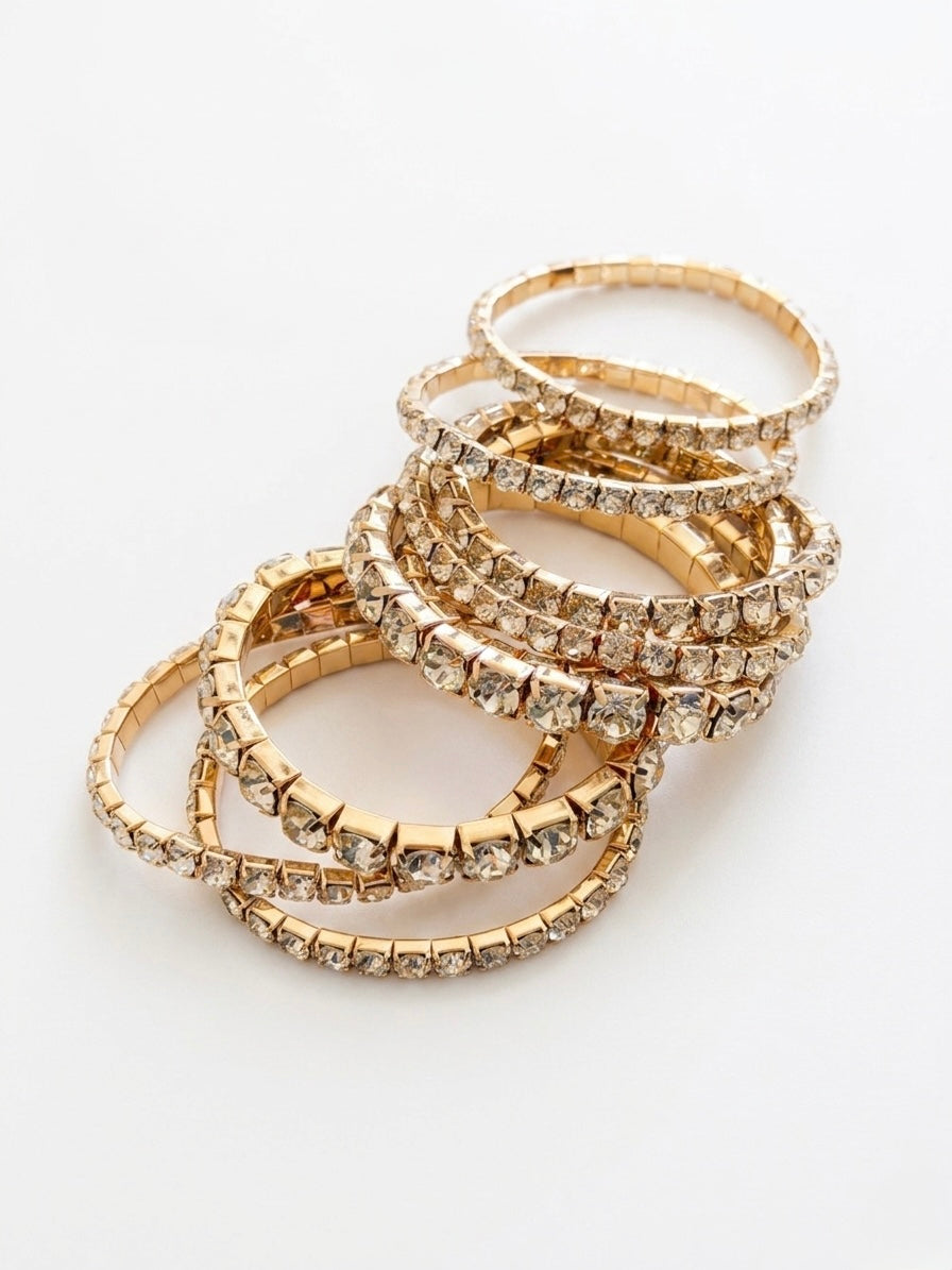 Taşlı Gold Kadın Bileklik Set