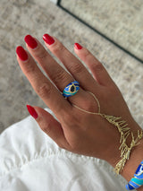 Mavi Renkli Taş Ayarlanabilir Kadın Yüzük