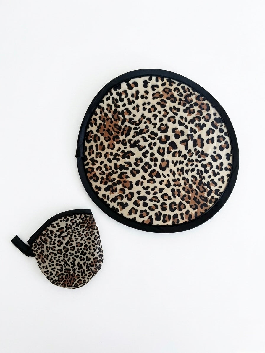 Kahve Leopar Katlanabilir Yelpaze