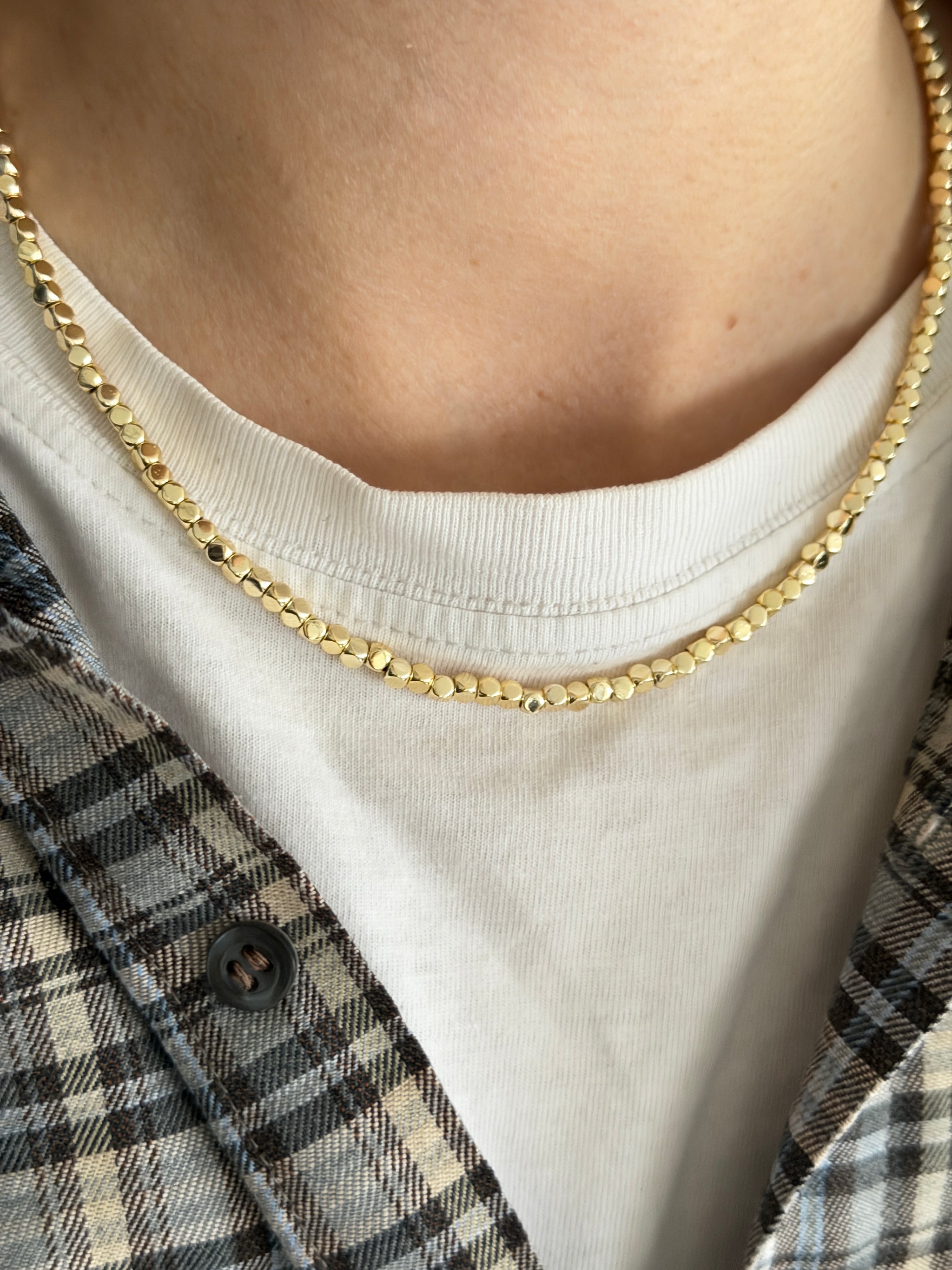 Mini Küp Boncuk Kadın Kolye - Gold
