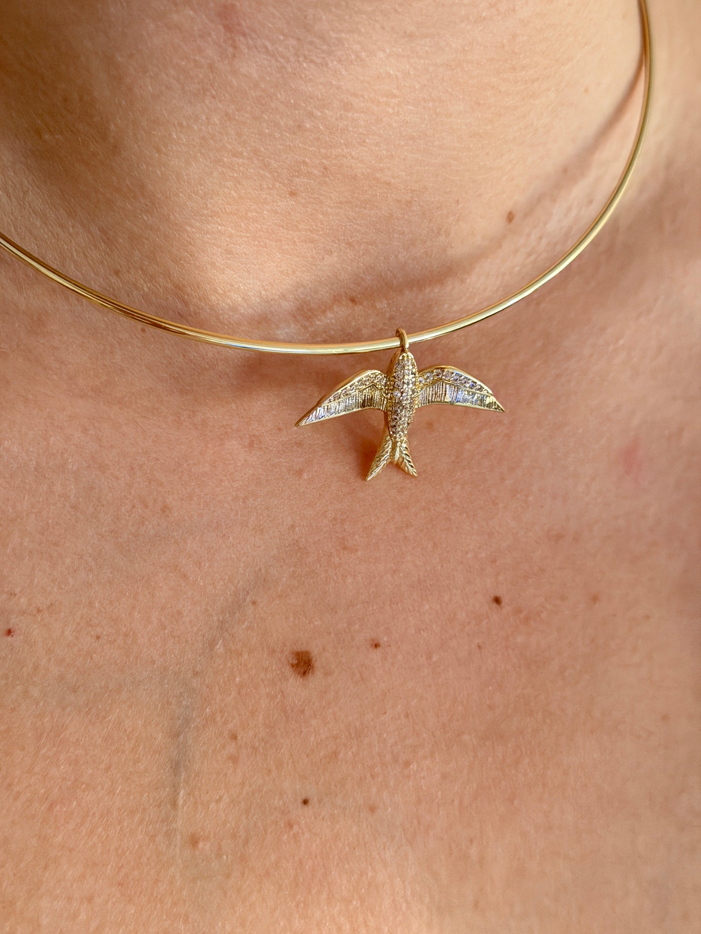 Kuş Tasarım Gold Choker Kadın Kolye