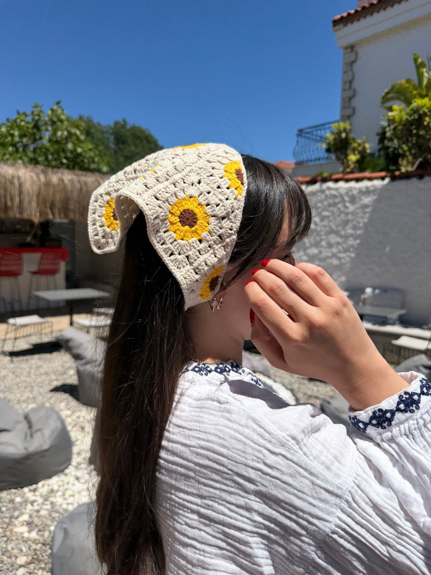 Ayçiçeği Örgü Bandana