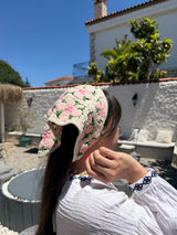 Pembe Çiçek Örgü Bandana