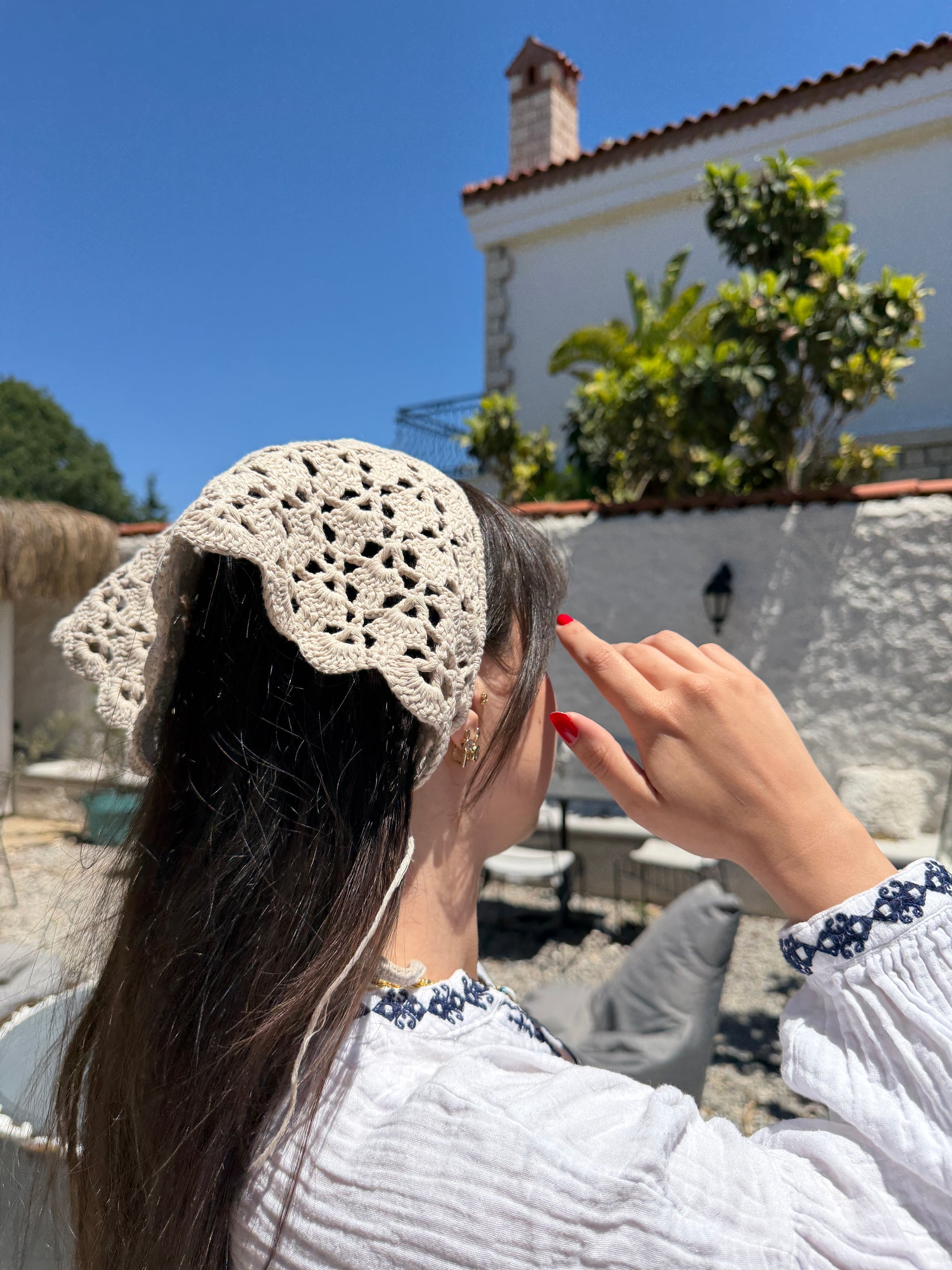 İstiridye Örgü Bandana