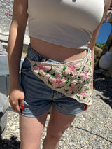 Pembe Çiçek Örgü Bandana