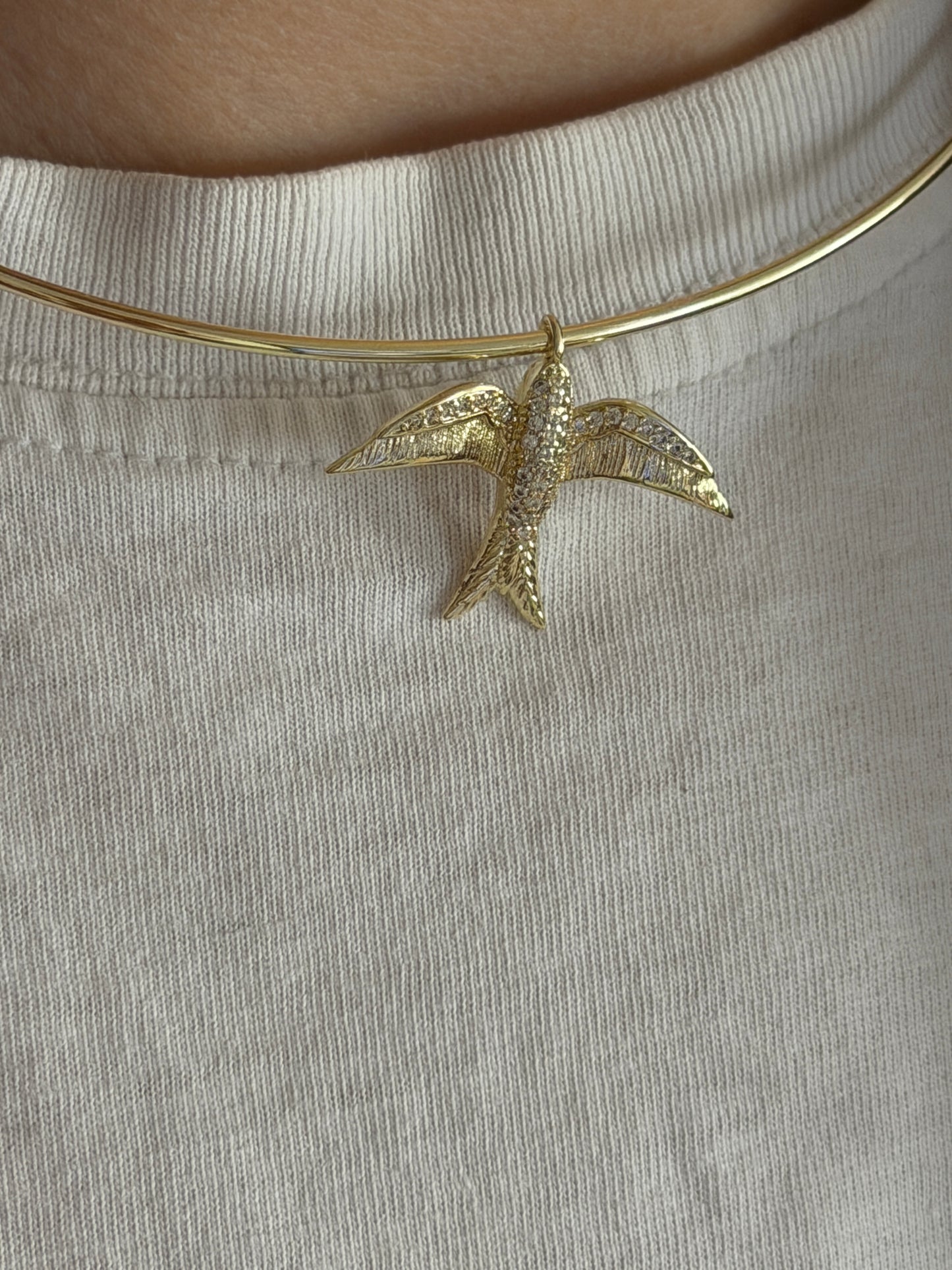 Kuş Tasarım Gold Choker Kadın Kolye