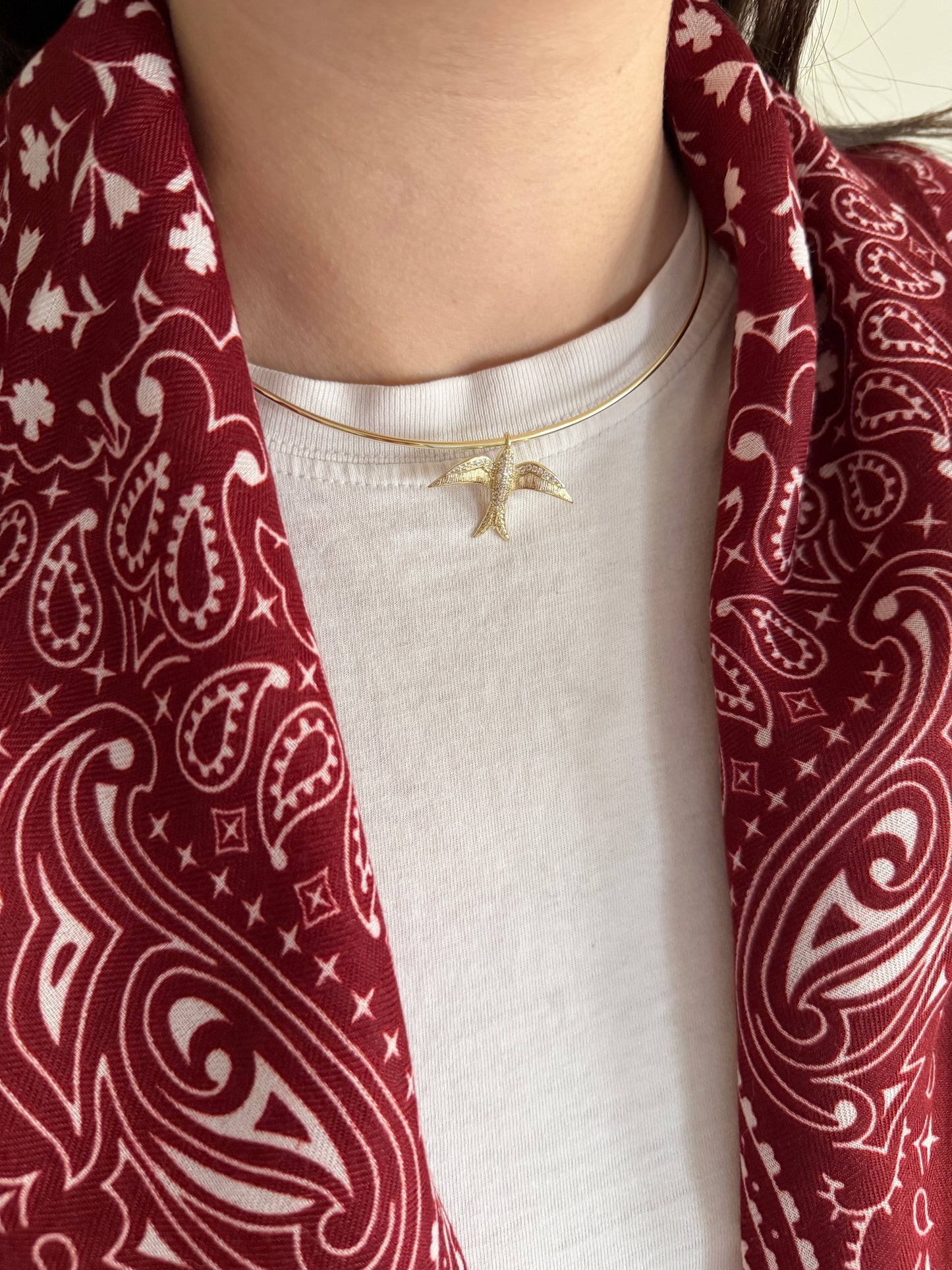 Kuş Tasarım Gold Choker Kadın Kolye