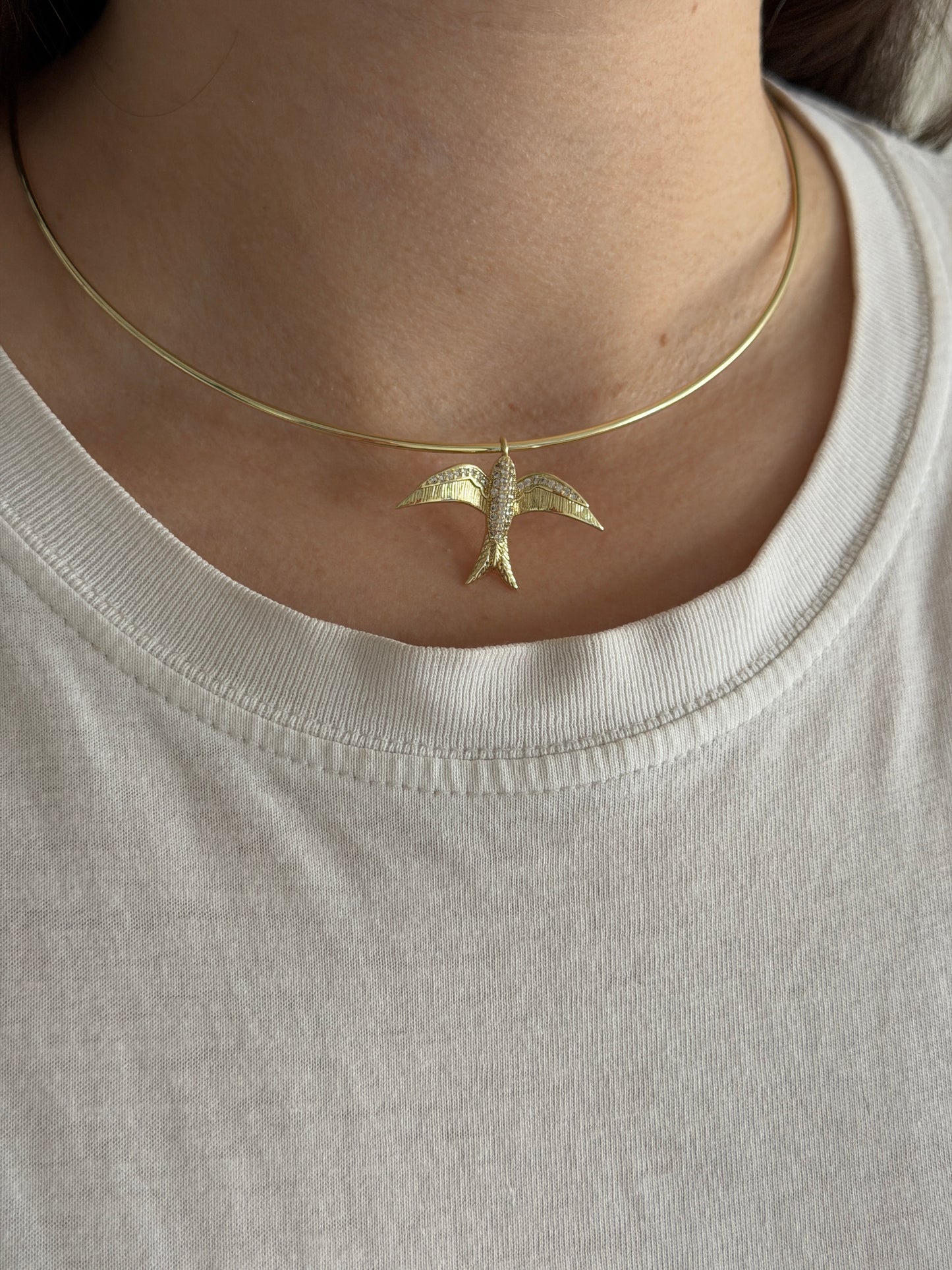 Kuş Tasarım Gold Choker Kadın Kolye