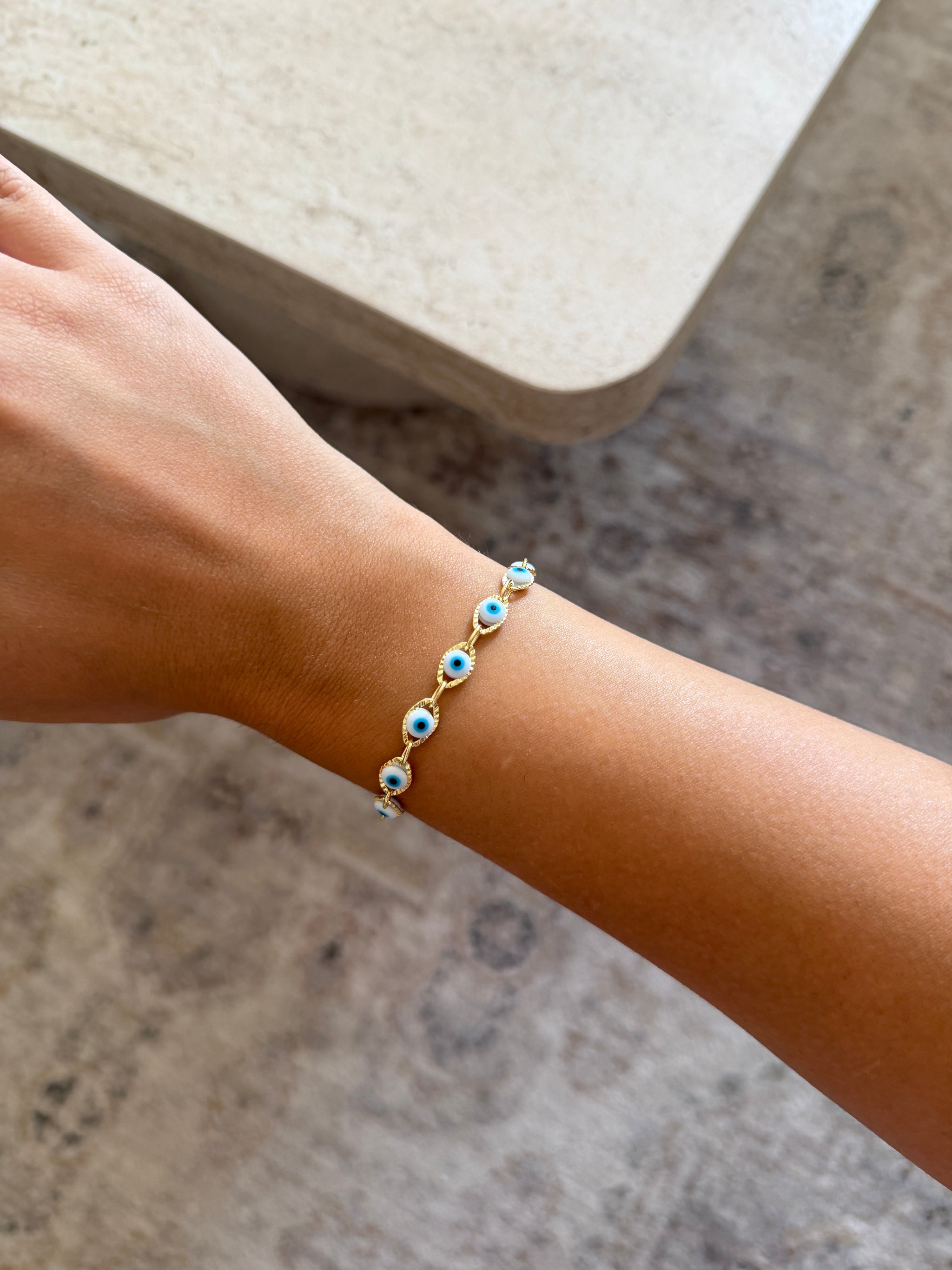 Beyaz Nazar Gold Kadın Bileklik