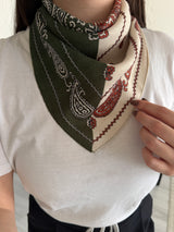Yumuşak Dokulu Kadın Fular - Yeşil&Krem