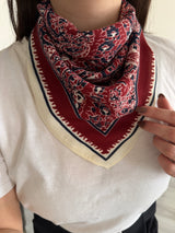 Yumuşak Dokulu Kadın Fular - Kırmızı&Krem Rengi