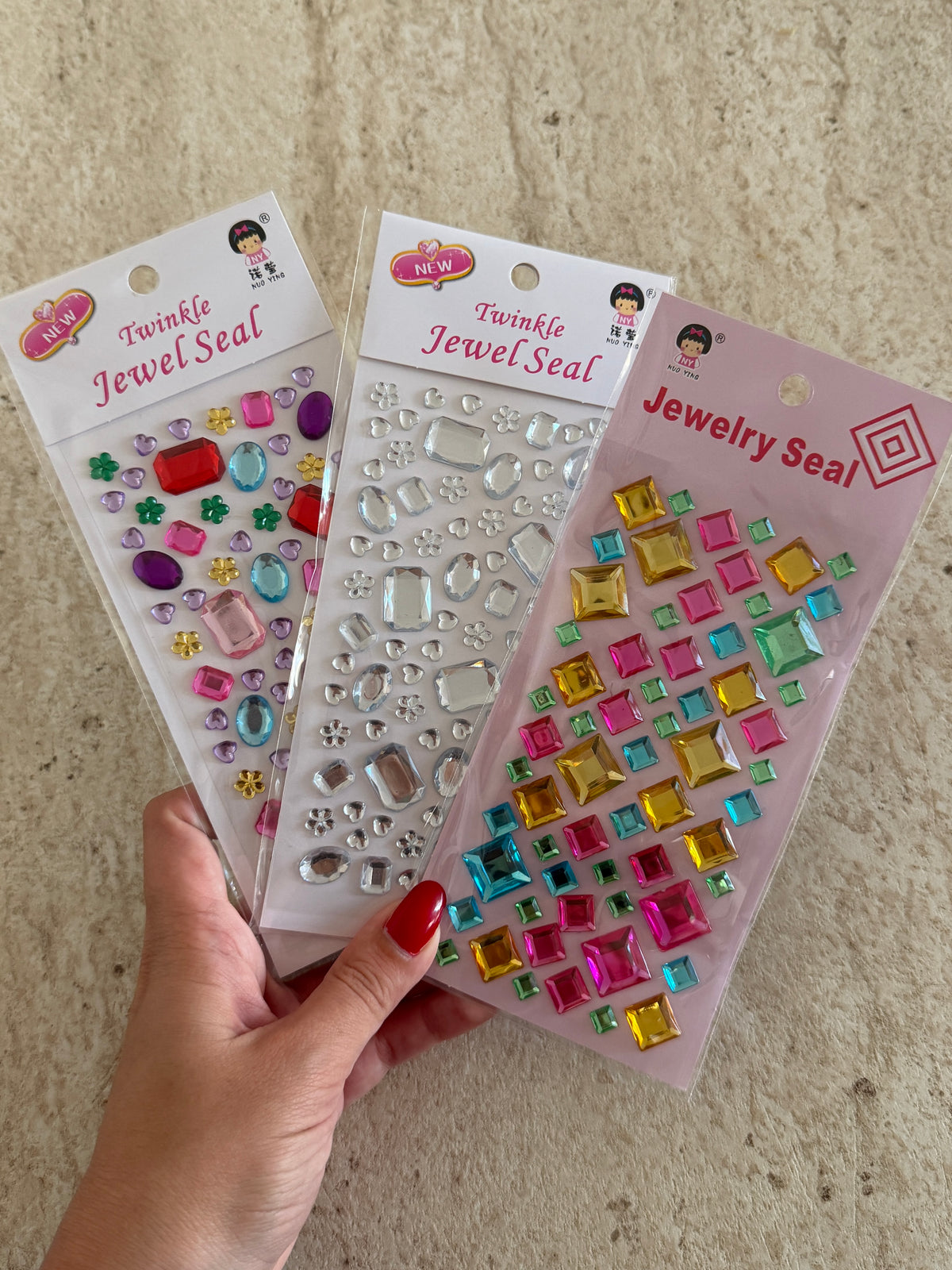 Beyaz Büyük Kare Yüz-Saç-Vücut Bedazzle Sticker Set
