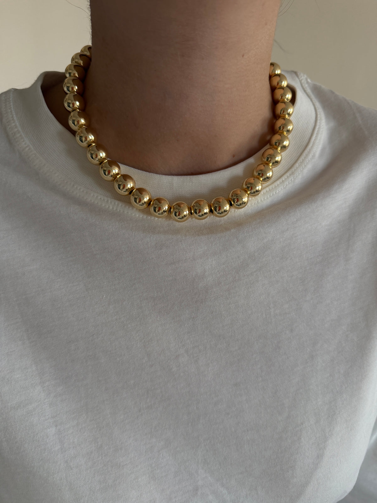 Gold Metalik Boncuk Kadın Kolye