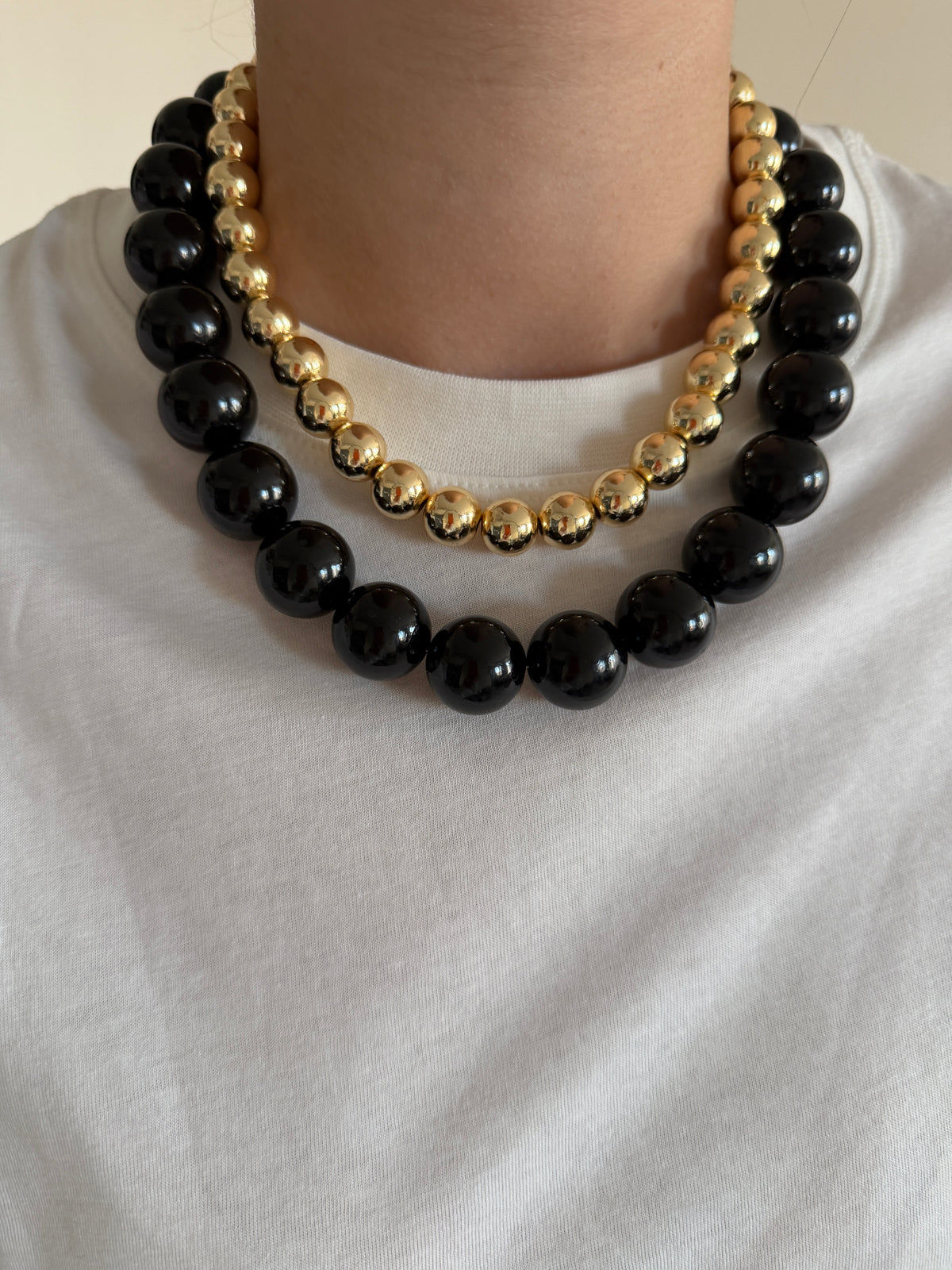 Siyah & Gold Boncuk Kadın Kolye Set