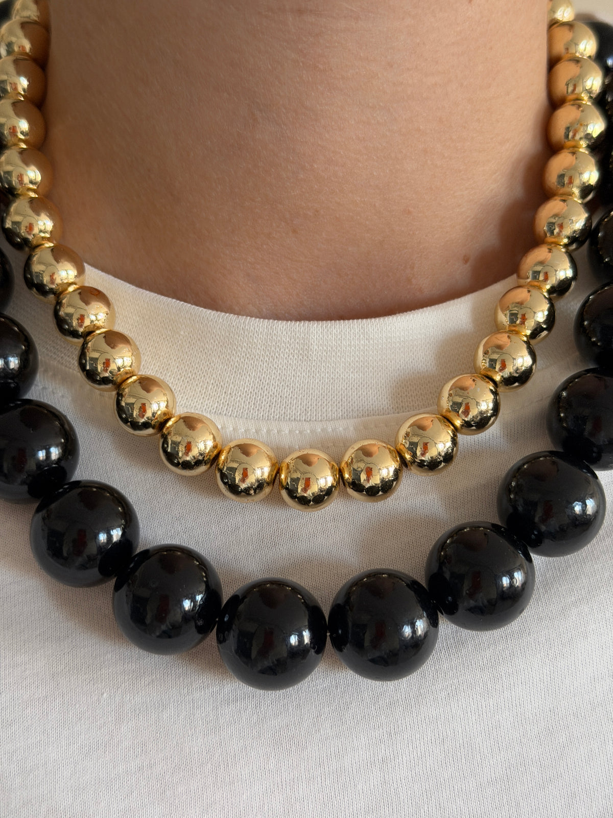 Siyah & Gold Boncuk Kadın Kolye Set