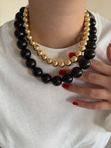 Siyah & Gold Boncuk Kadın Kolye Set