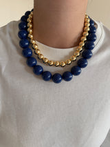 Saks Mavi & Gold Boncuk Kadın Kolye Set