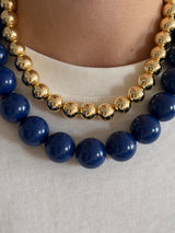 Saks Mavi & Gold Boncuk Kadın Kolye Set