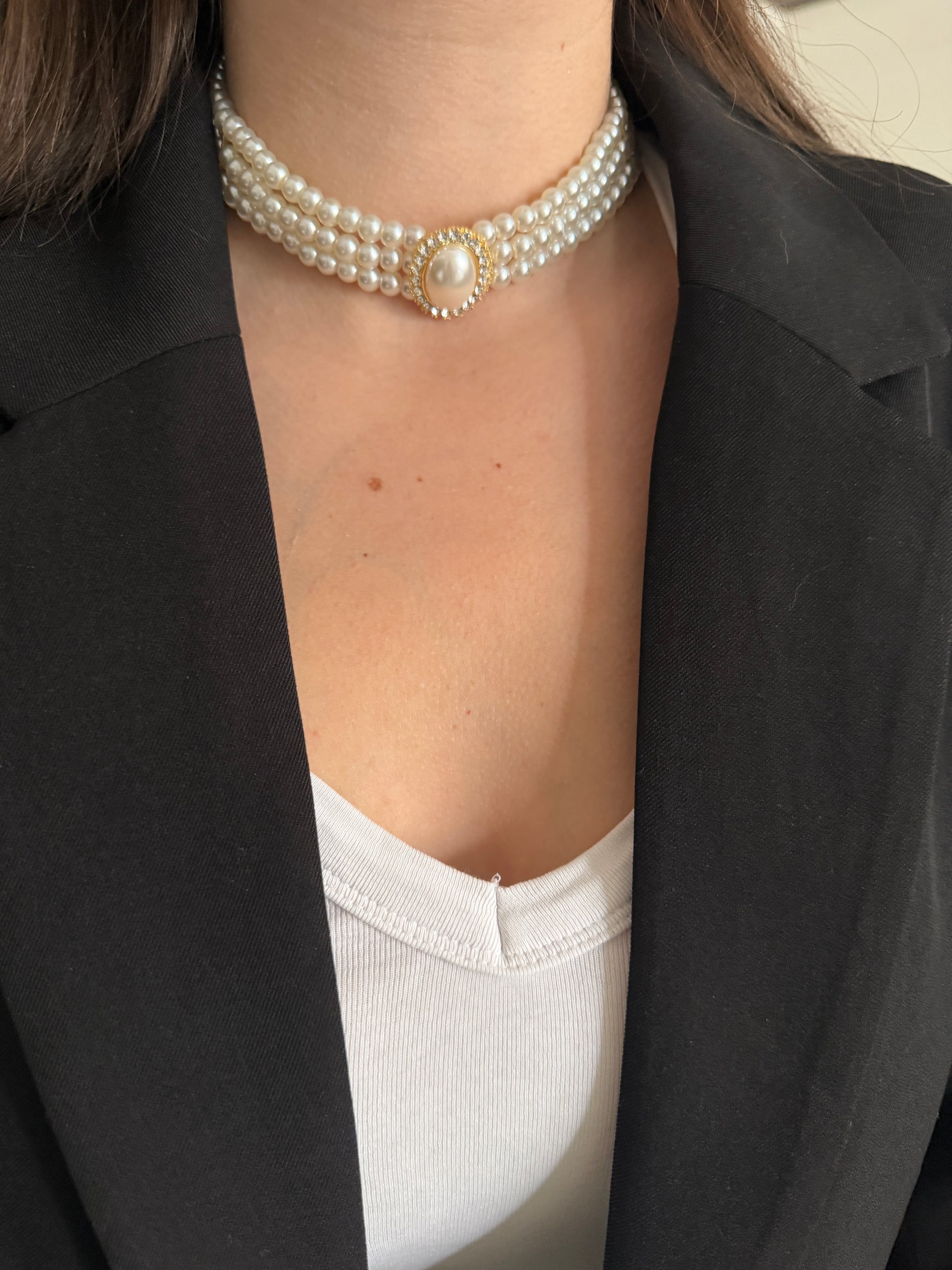 İncili Taş Choker Kadın Kolye - Gold