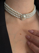 İncili Taş Choker Kadın Kolye - Gümüş