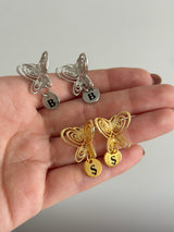 Harfli Füsun Kelebek Küpe - Gümüş