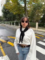 Siyah Triko Üçgen Bandana