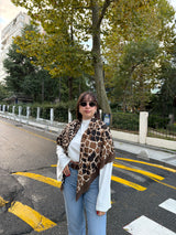 Animal Print Yumuşak Dokulu Kare Kadın Şal