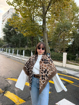 Animal Print Yumuşak Dokulu Kare Kadın Şal