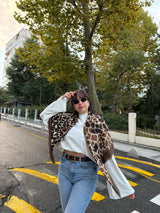 Animal Print Yumuşak Dokulu Kare Kadın Şal