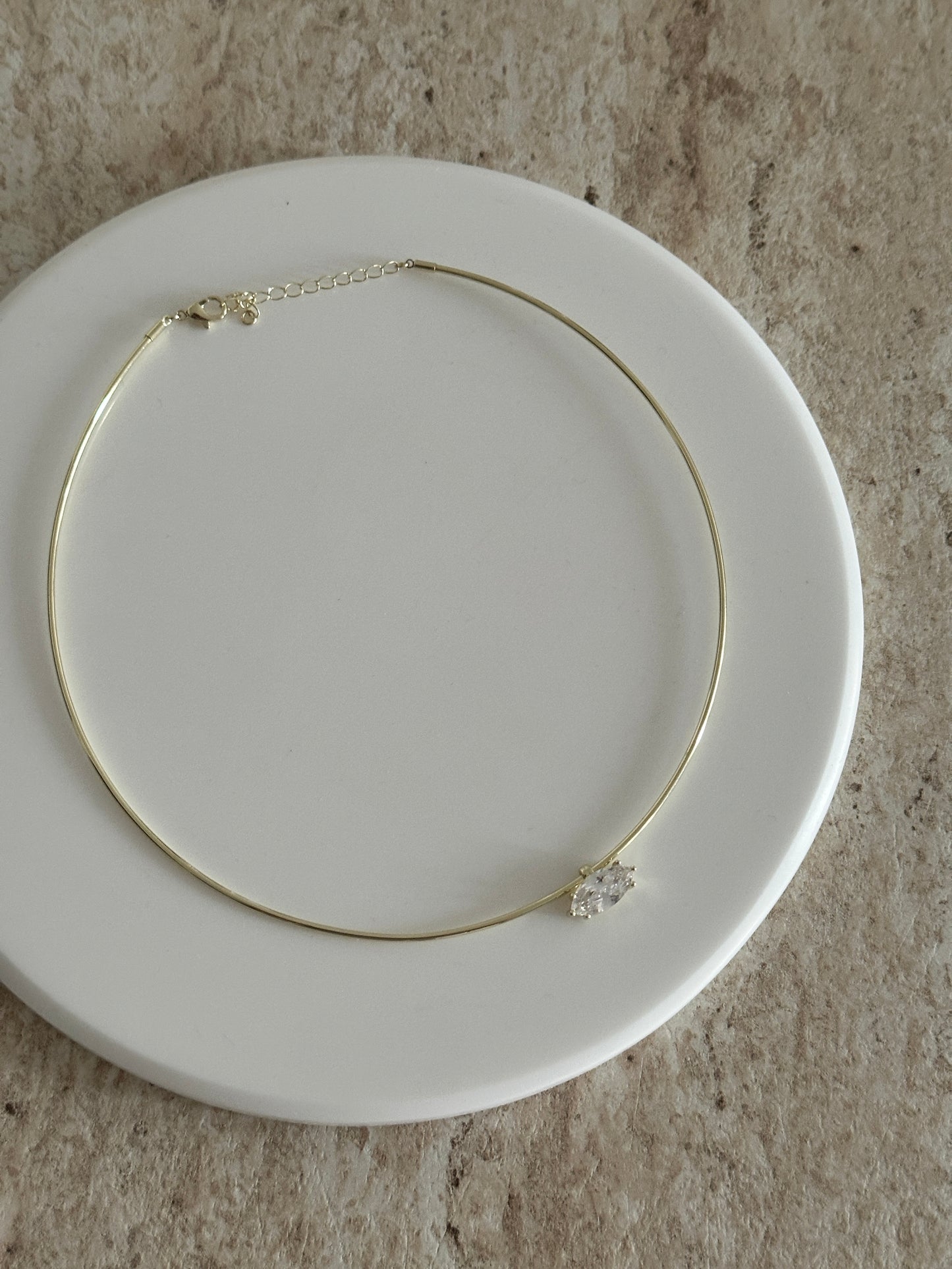 Tek Taş Hailey Altın Kaplama Chocker Kadın Kolye