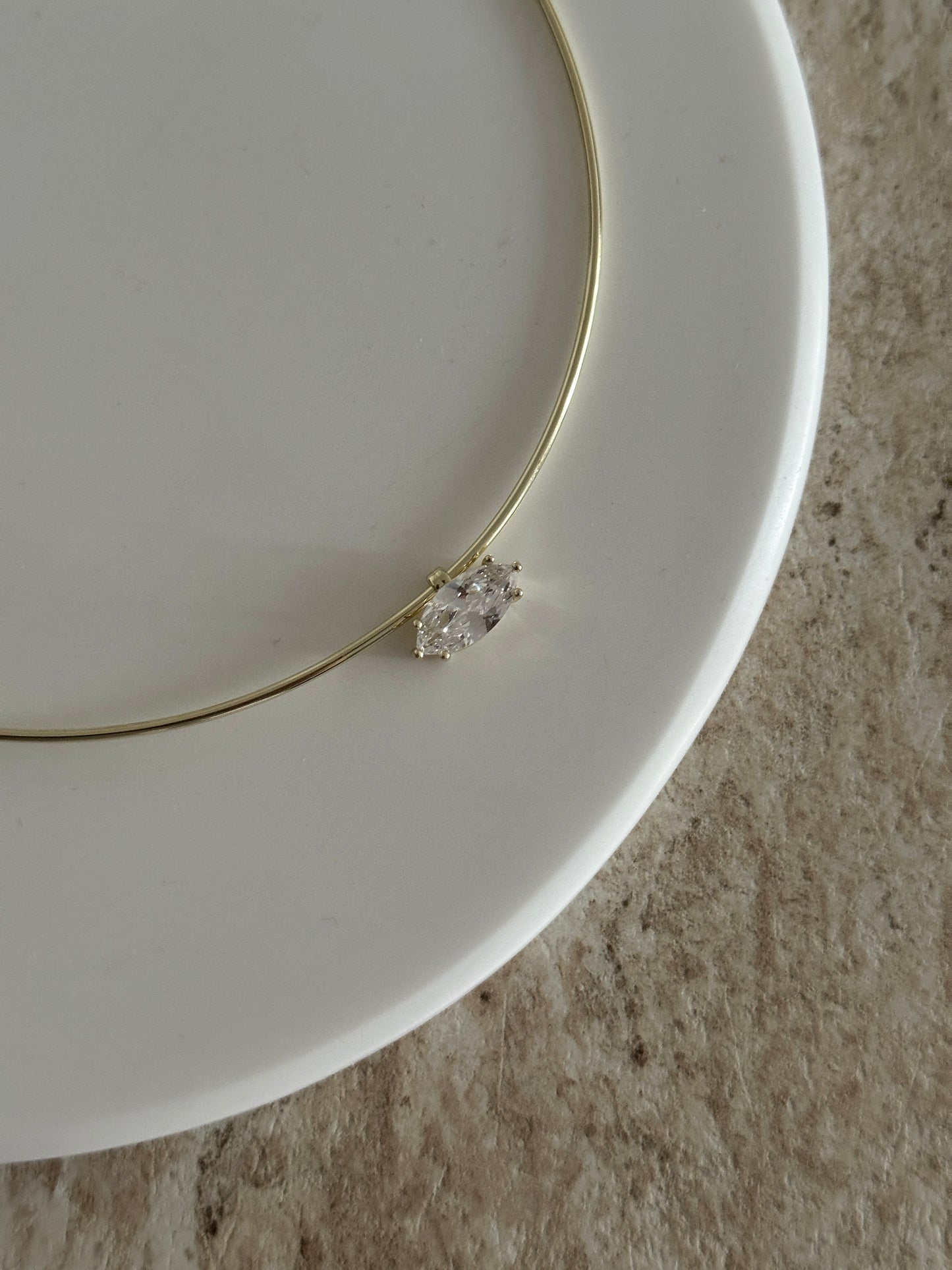 Tek Taş Hailey Altın Kaplama Chocker Kadın Kolye