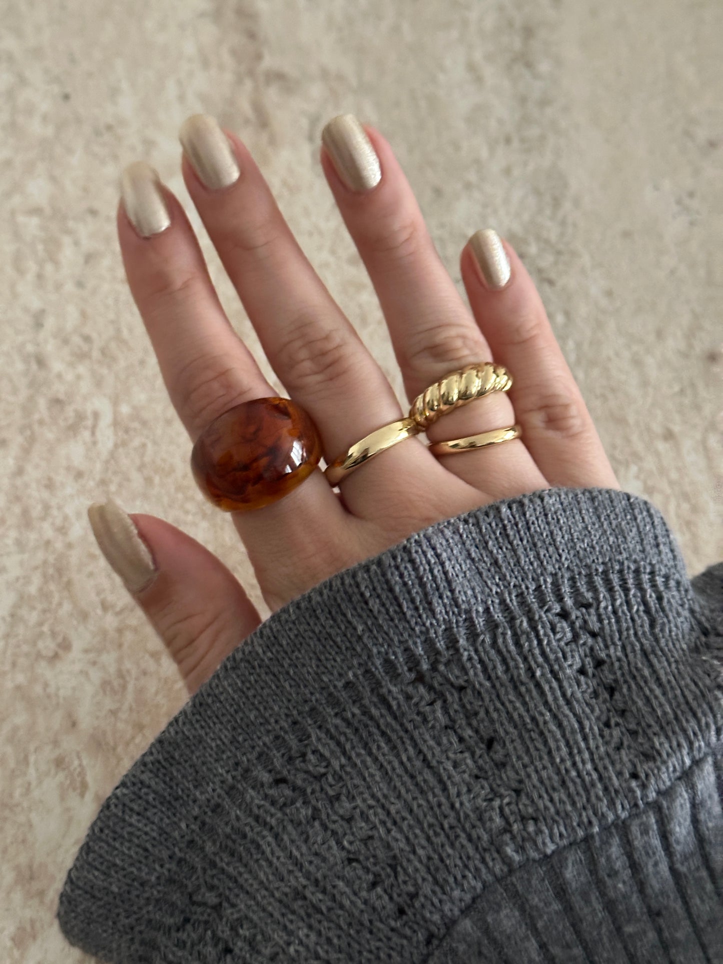 Kemik Model Pinterest Kadın Yüzük Set (4'lü Set)